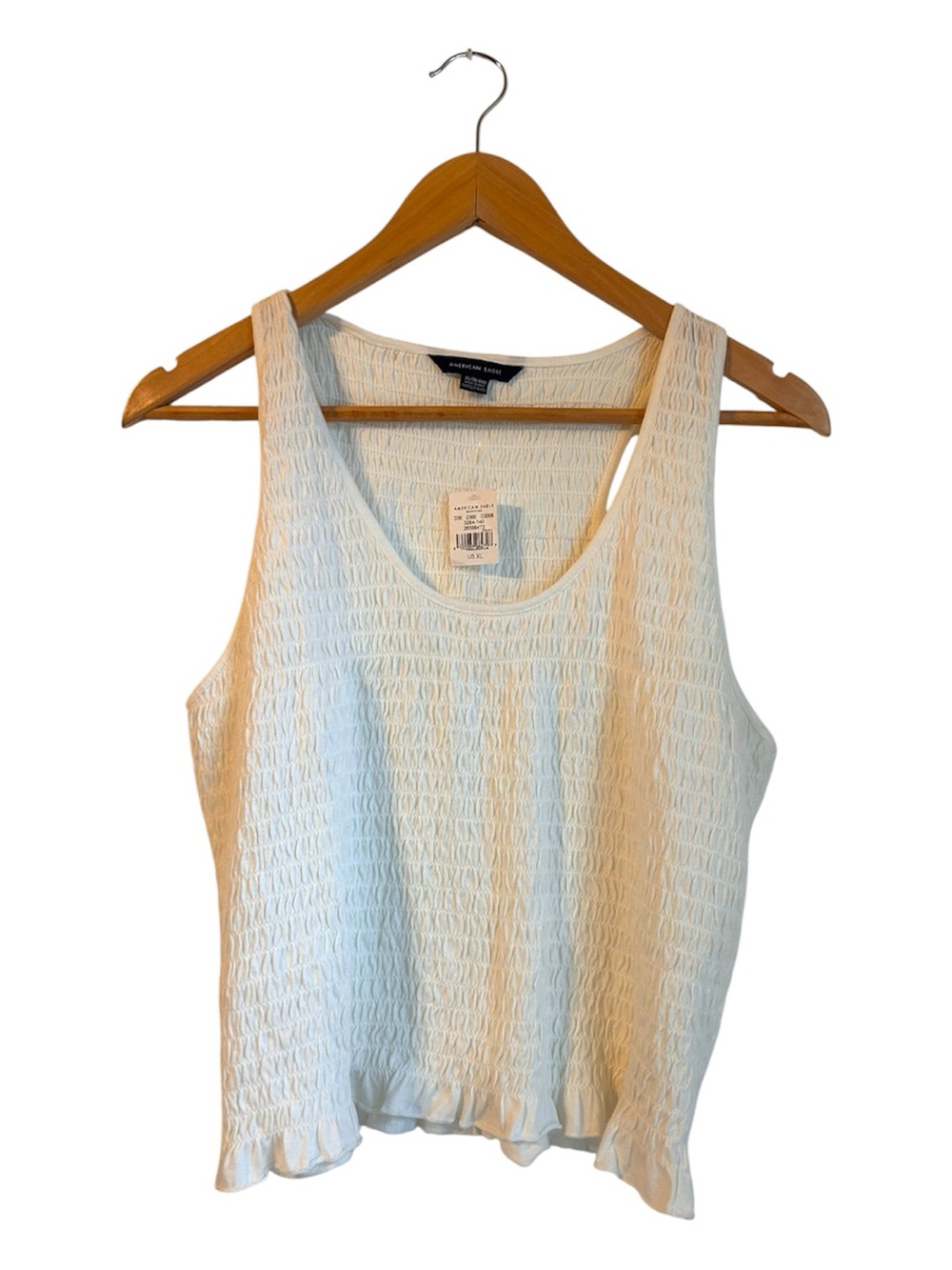 American Eagle Outfitters White Smocked Tank Top Size XL NWT
